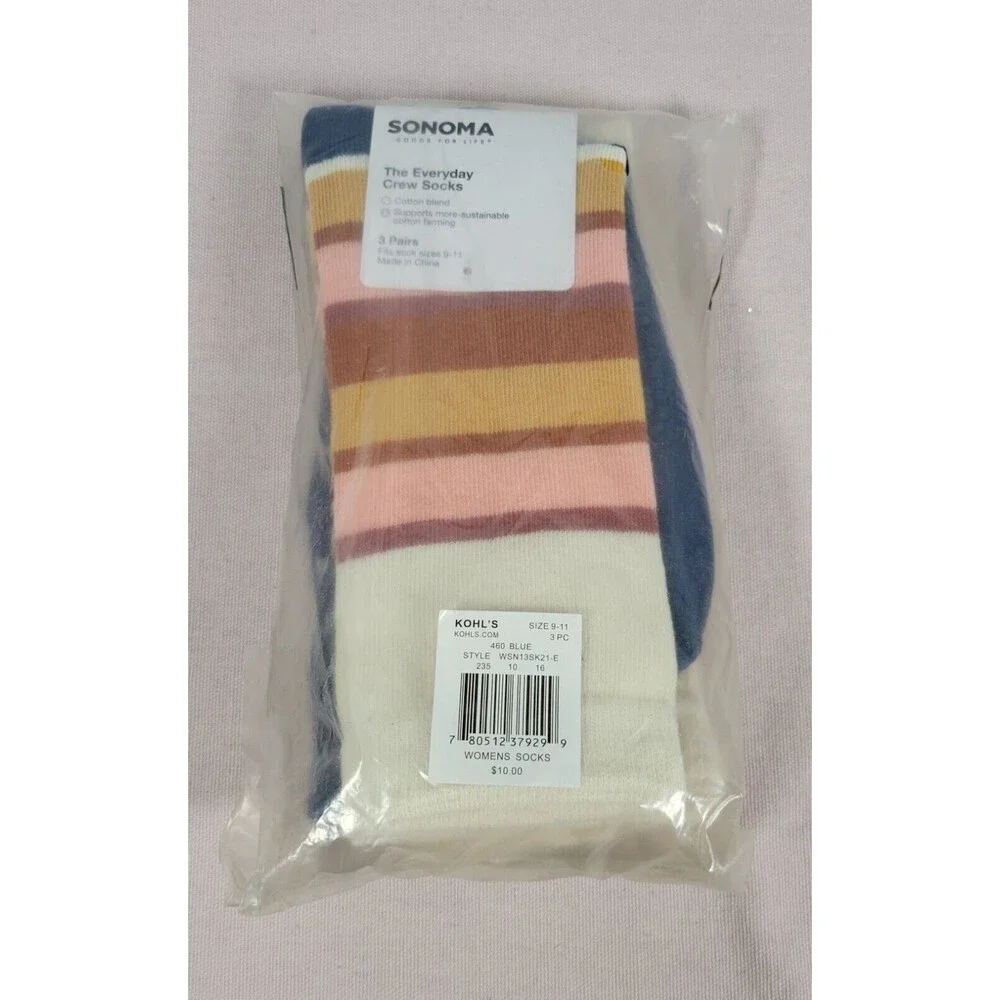 Women's Sonoma 3-Pack Polka Dot & Striped Dress Socks Size 9-11